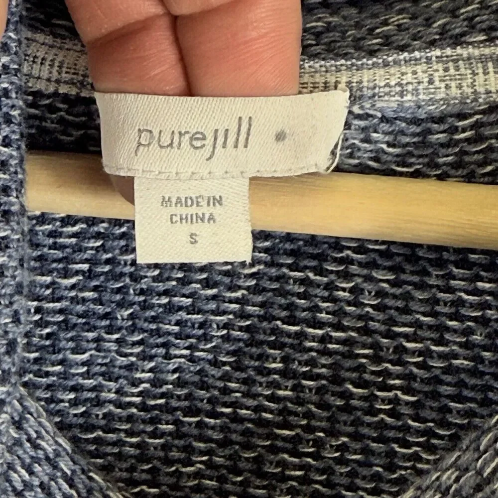 J. Jill Pure Jill Cowl Neck Sweater‎ Womens Small Blue Textured Marled Coastal